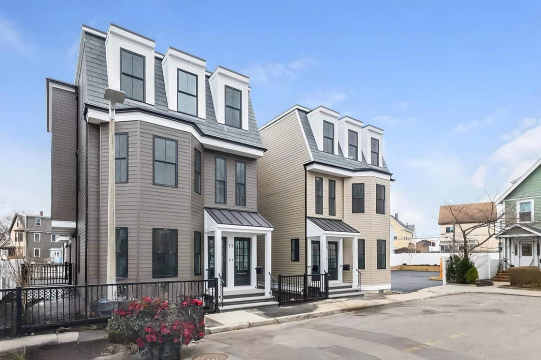 Newly built single-family home in Dorchester, Massachusetts